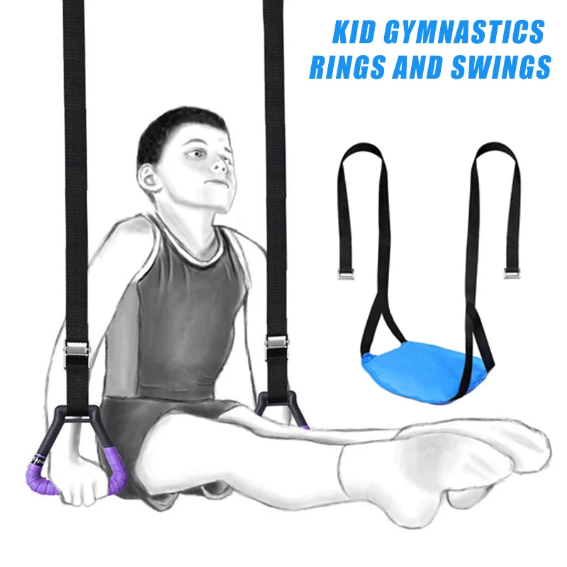 EZ Gymnastics Rings Kid Sport Toy Non-Slip Gym Rings With Swing Adjustable Straps Pull-up Workout Gymnastics Fitness Equipment Toy