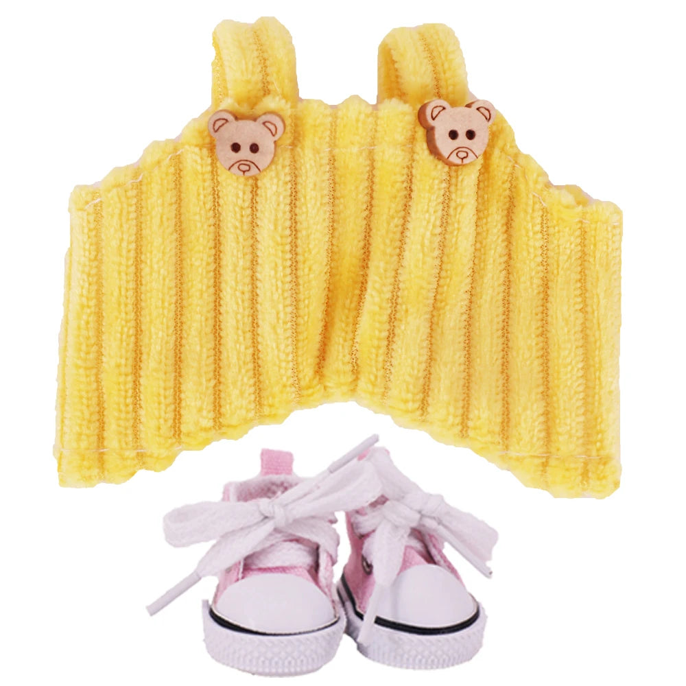 EZ Doll Pants+Doll Shoes For labubu 17cm Plush Doll Clothes Accessories Girl's Toys Birthday Present
