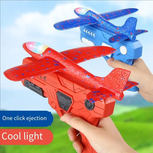 EZ Catapult Foam Plane Gun Fire Outdoor Sports Hand Toss Flying Glider Toy Boys GGirls