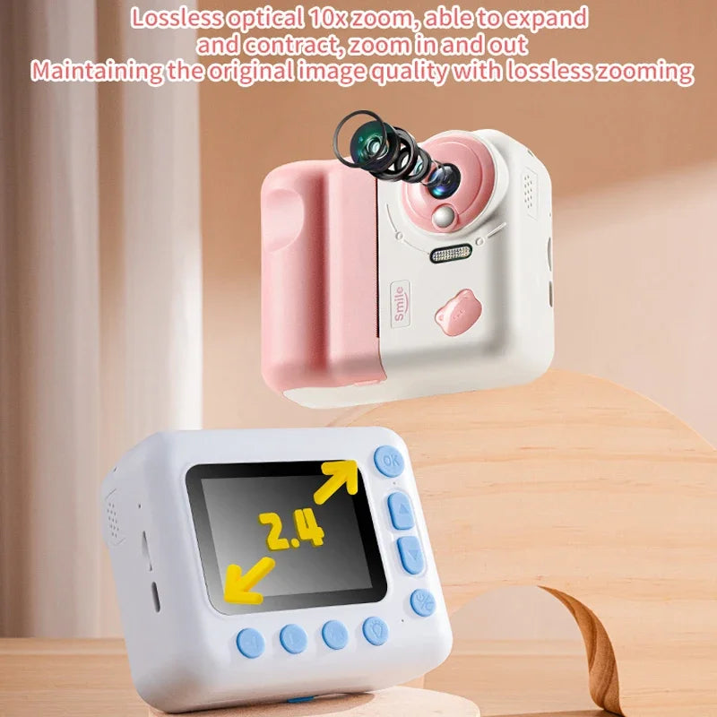 EZ 32G Instant Printing Camera Photography Portable Thermal Digital Kids Toys Girl Recorder 1080P Video Doodles 2.8in Birthday Gift