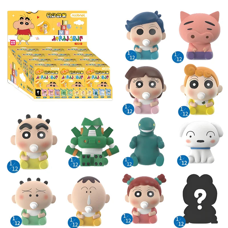 EZ Crayon Shin-Chan Anime Figures Creative Peripheral Dinosaur Diary Baby Rice Grains Doll Model Blind Boxs Toys Children's Gifts