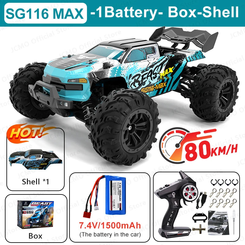 EZ SG116MAX 80KM/H High Speed RC Car Brushless 4WD Off-Road Drift Remote Control Car 1:16 Professional Racing Cars SG116PRO 40KM/H
