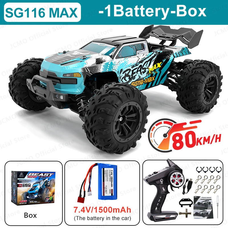 EZ SG116MAX 80KM/H High Speed RC Car Brushless 4WD Off-Road Drift Remote Control Car 1:16 Professional Racing Cars SG116PRO 40KM/H