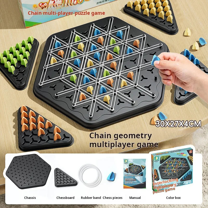 EZ Chain Triangle Chess Game Triggle Rubber Band Game Educational Interactive Game Battle Set For Family Party Gift