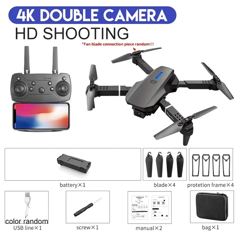 EZ E88 Professional Wide Angle RC Drone with HD 4K Camera, Foldable Helicopter Aircraft