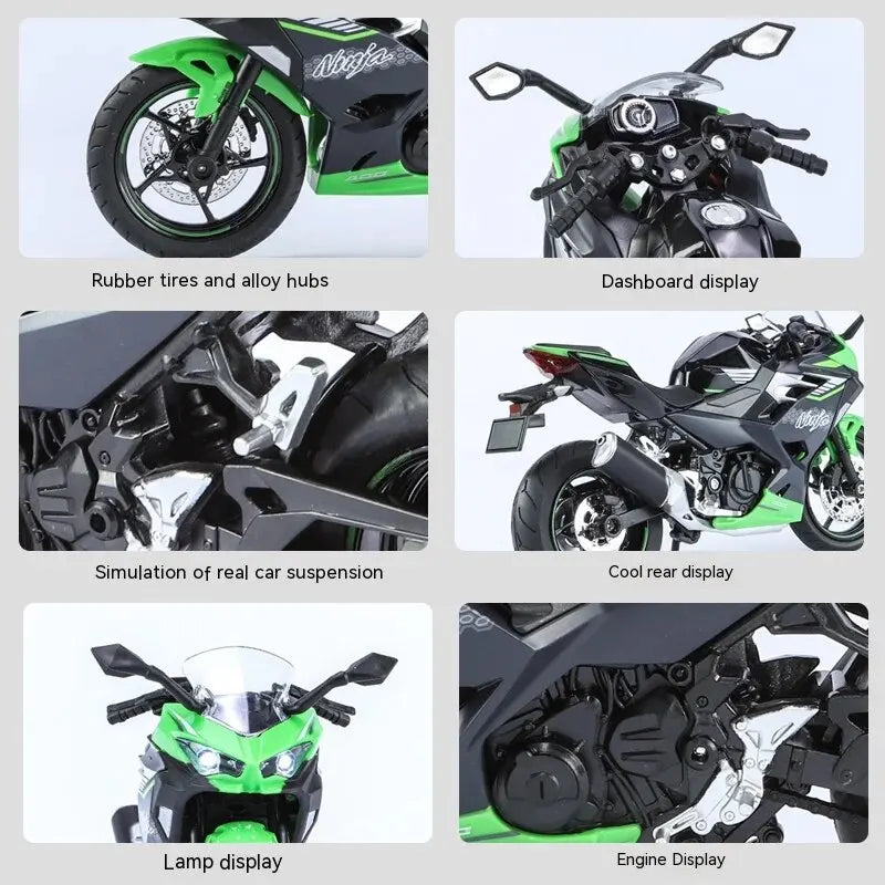 EZ 1:12 Kawasaki Motorcycle Die-cast Model - Sound & Light Effects - Authentic Details - Fun for Kids & Motorcycle Lovers