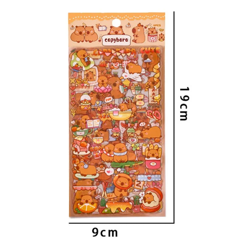 EZ 6PCs Kawaii Capybara Stickers Cartoon Stickers for DIY Hand Account Album Diary Decoration Stickers Aesthetic Stationery Gifts