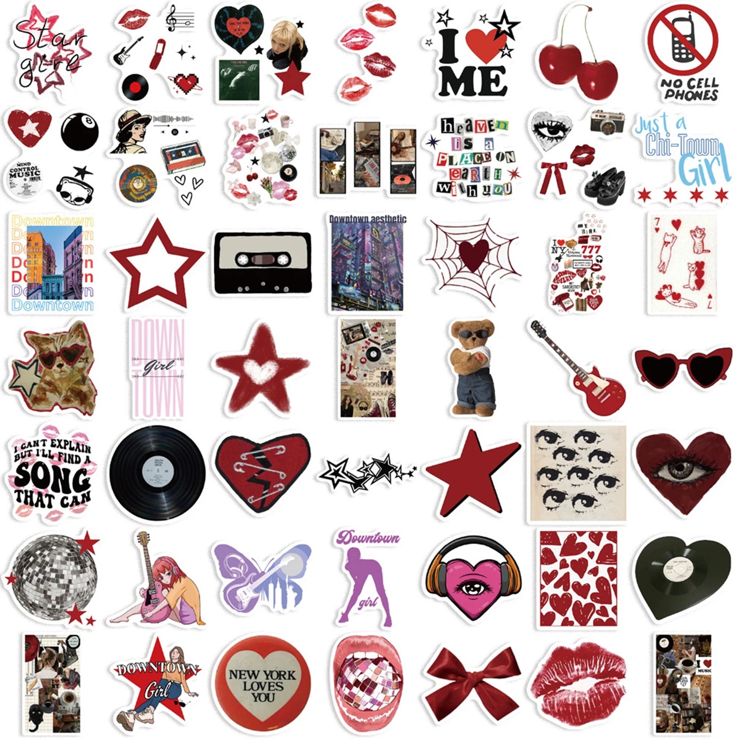EZ 50/100pcs Downtown Girls Aesthetic Y2K Graffiti Stickers DIY Phone Guitar Laptop Notebook Suitcase Waterproof Sticker Kids Toys