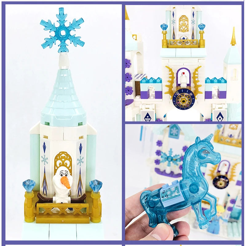 EZ Disney Frozen Dream Princess Elsa Ice Castle Princess Magic Castle Set Building Blocks Gift Toys
