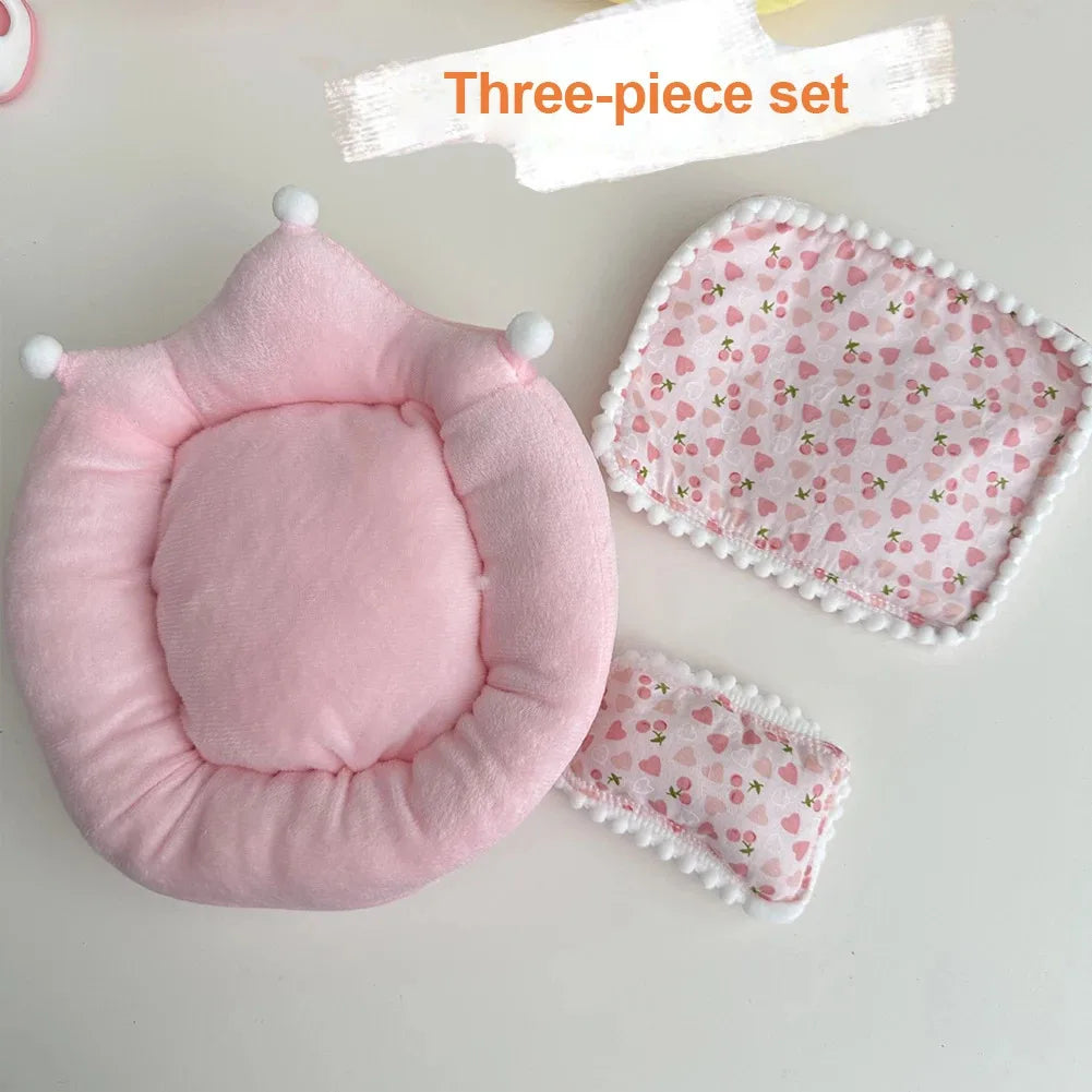 EZ Ropa Labubu For 15/17cm Labubu Doll Quilt and Pajama Set Three-piece Set Cosy Baby Bed Home Warmth Toy Girl Gift