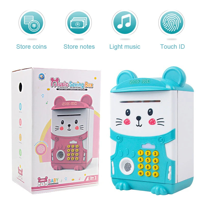 EZ NEW Cartoon ATM Cash Saving Box Money Bank Toy For Kids Electronic Large Money Box Savings Password Digital Fingerprint Unlock