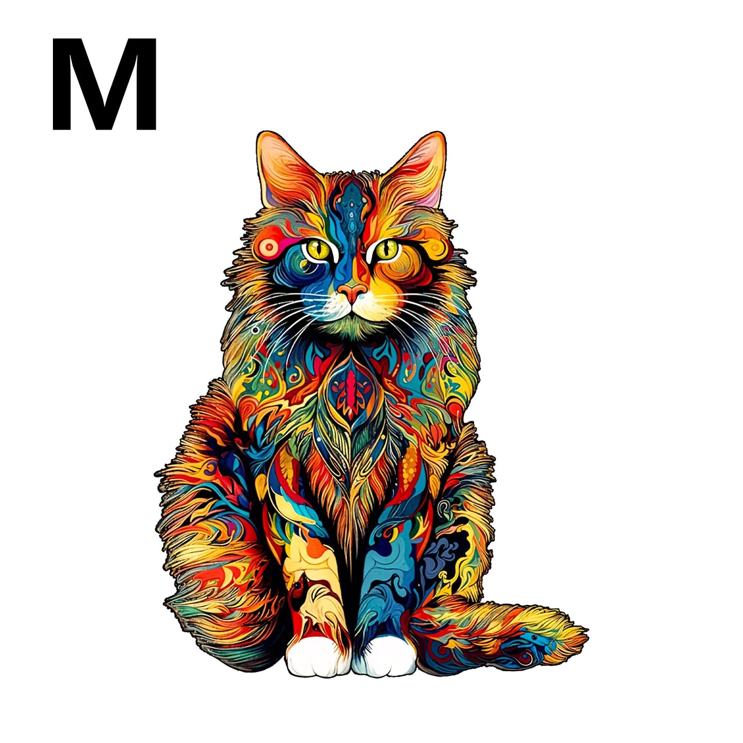 EZ unique Cat Pattern Wooden Puzzle,Irregular Animal Shapes,  Leisure toys, The Gift for Halloween, Christmas, Birthday.