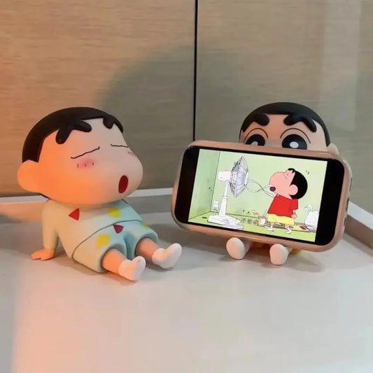 EZ Crayon Shin-Chan Anime Figure Phone Holder Kawaii Desktop Ornaments Phone Support Mini GK Collection Decoration Toys Gifts