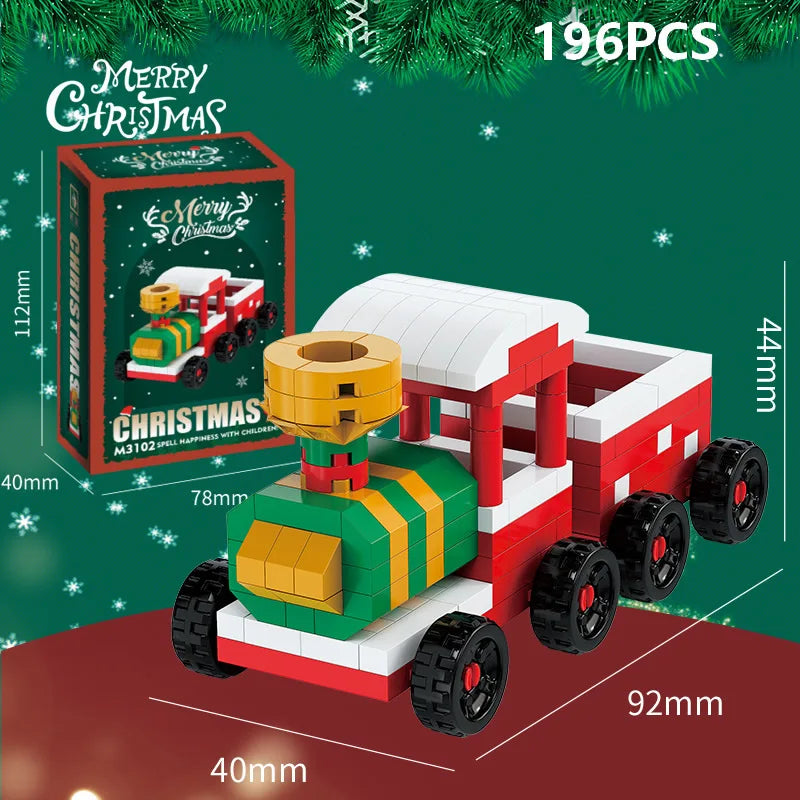 EZ Christmas Gifts Micro Building Block DIY Domino Game Santa Claus Reindeer Holiday Puzzle Assembling Bricks Table Decoration Toys