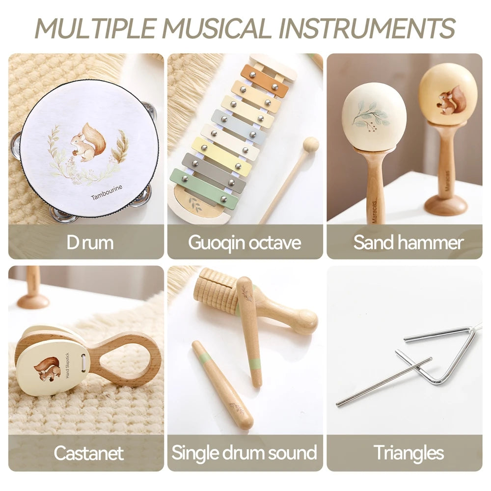 EZ Musical Instruments Montessori Music Baby 0 12 Months Toys Drum Xylophone Kids Early Educational Wooden Instruments Baby Toys