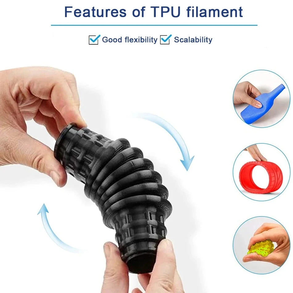 EZ Flexible Filament TPU 1.75mm 200g Translucent Filament Soft 95A TPU FDM 3D Printer Material Glow In The Dark Filament Rainbow