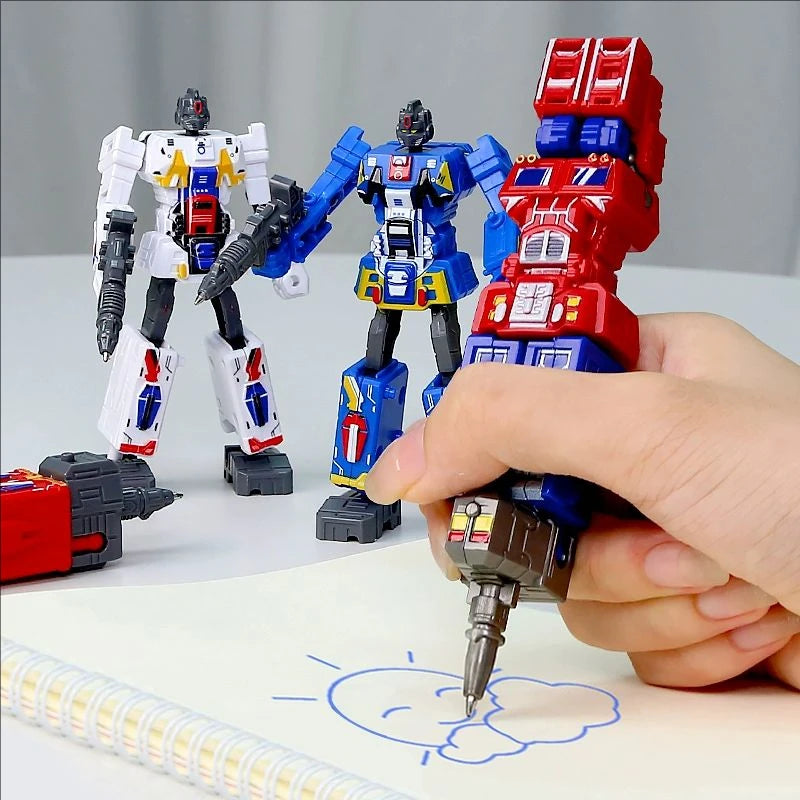 EZ Transformation Robot Toy Deformable Ballpoint Pen Children Toys Writing 2IN1 Educational Action Figure Model Toys for Kids Gift