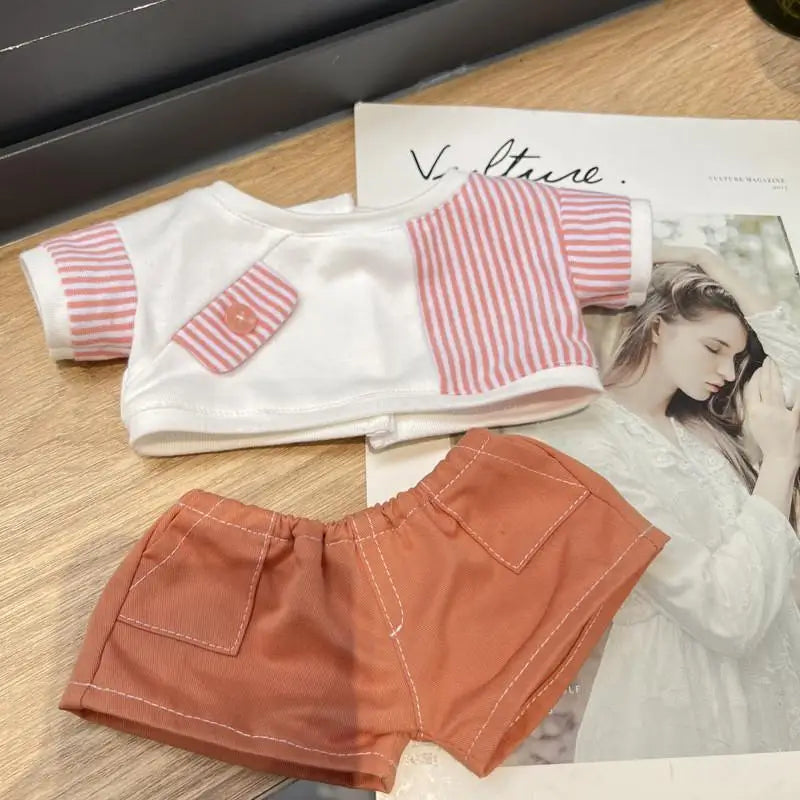 EZ For 38CM LABUBU vinyl plush doll  mokoko casual jacket pants set Hoodies Dolls Accessory Cute Decoration Little Clothes