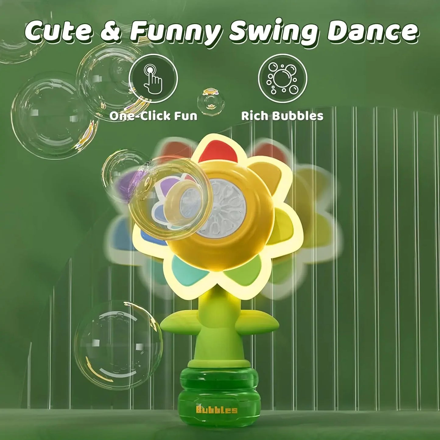 EZ 3-speed Adjustment Sunflower Bubble Machine Adjustment Automatic Portable Blowing Bubble Bath Toy Night Light Birthday Party