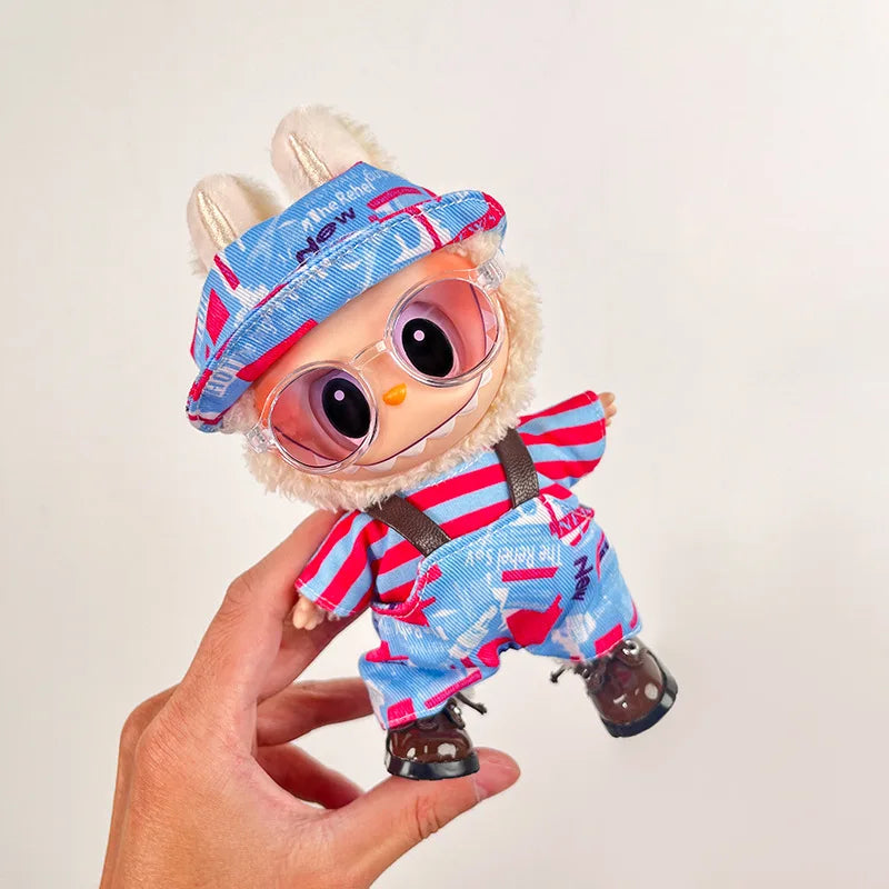 EZ For Labubu Clothes 17cm Labubu Plush Toy Pendant Clothes Replace Cute Fashionable Suit Fashionable And Cute Dress-up Accessories