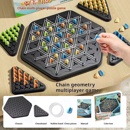 EZ Chain Triangle Chess Game Triggle Rubber Band Game Educational Interactive Game Battle Set For Family Party Gift
