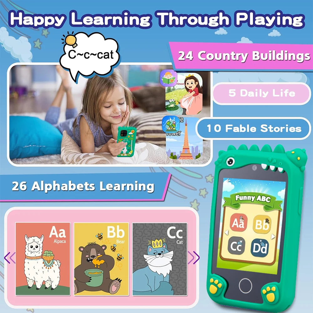 EZ AMORUS Children Smart Phone Toy 2.8 inch Touchscreen Digital Camera Toys for Boys Girl Toys Music Player Christmas Birthday Gift