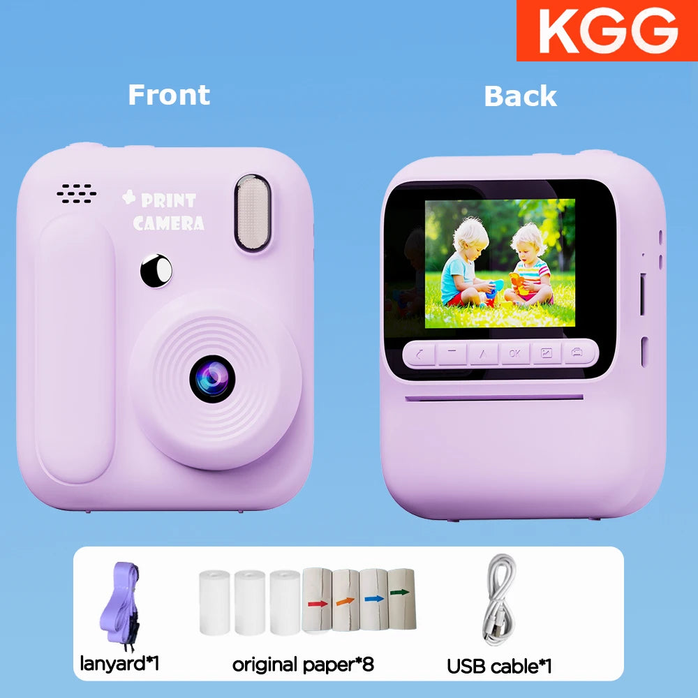 EZ Kids Instant Camera Color Printing Camera 32GB 1080P Thermal Print Toys Camera Print Photo Video Games Music Children Gift