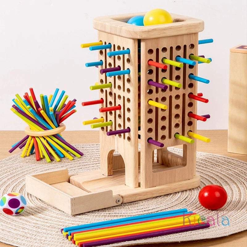 EZ Montessori Game Wooden Stick Tower Toy With Sticks Dice Motor Skills Development Stick Counting Math Educational Toy For Kids