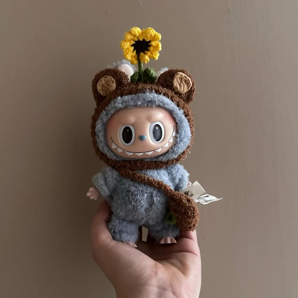 EZ 17cm Labubu Doll Clothes Sunflower Red Flower Heartbeat Macaron labubu clothes labubu cute clothing  ﻿