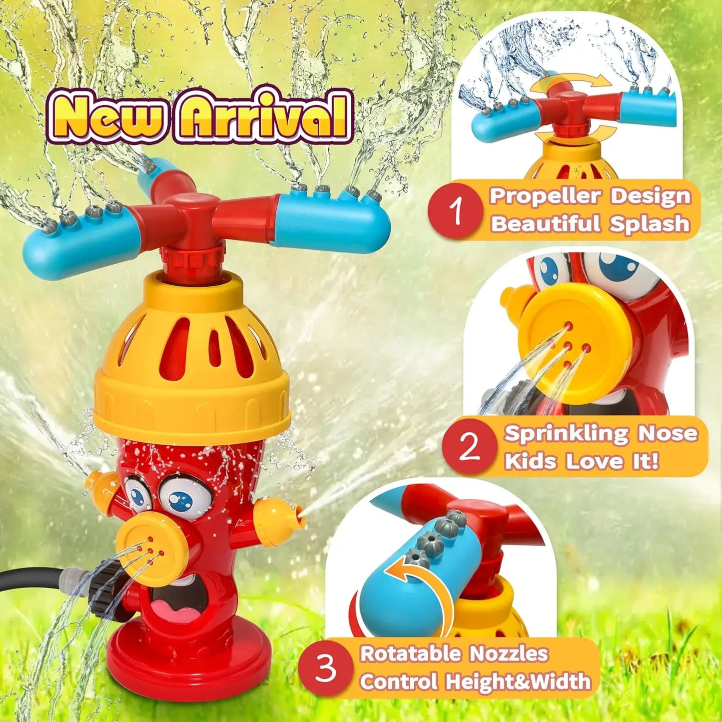 EZ Hydrant Sprinkler Outdoor Water Spray Toy Backyard Garden Water Toys Summer Yard Cartoon Splash Sprinkler Baby Bath Toy for Kids