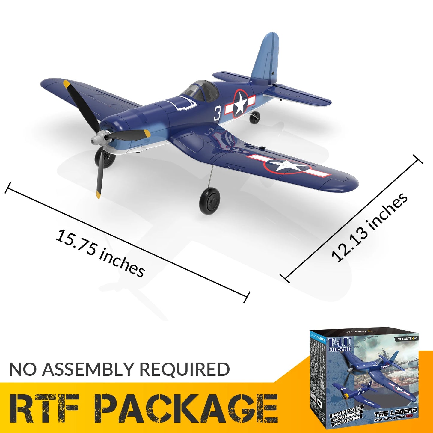 EZ New F4U Corsair RC Plane 2.4Ghz 4CH 400mm Wingspan One-Key Aerobatic RTF Remote Control Aircraft Toys Gifts for Children