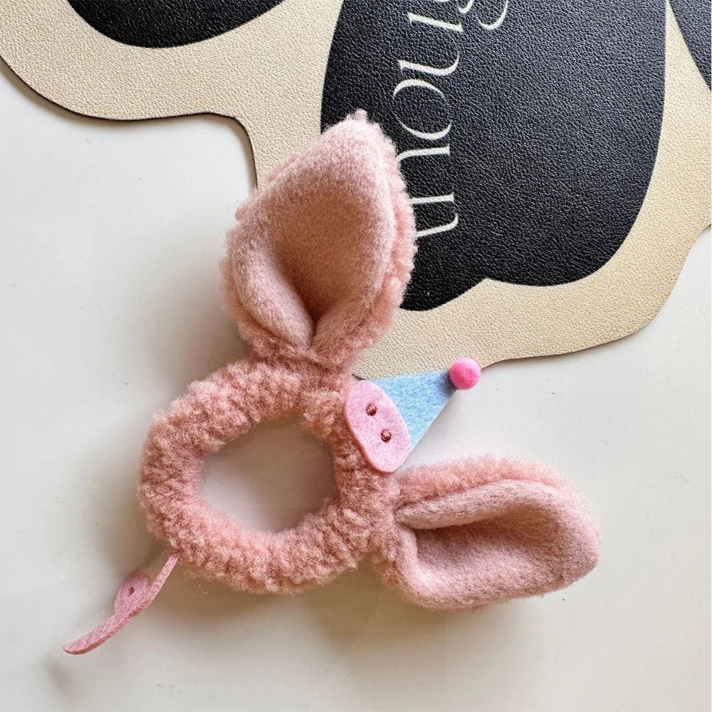 EZ 17cm Labubu Doll Cartoon Hair Ornament Cute Bee Elephant Little Bear Little Pig Labubu Hair Ornament