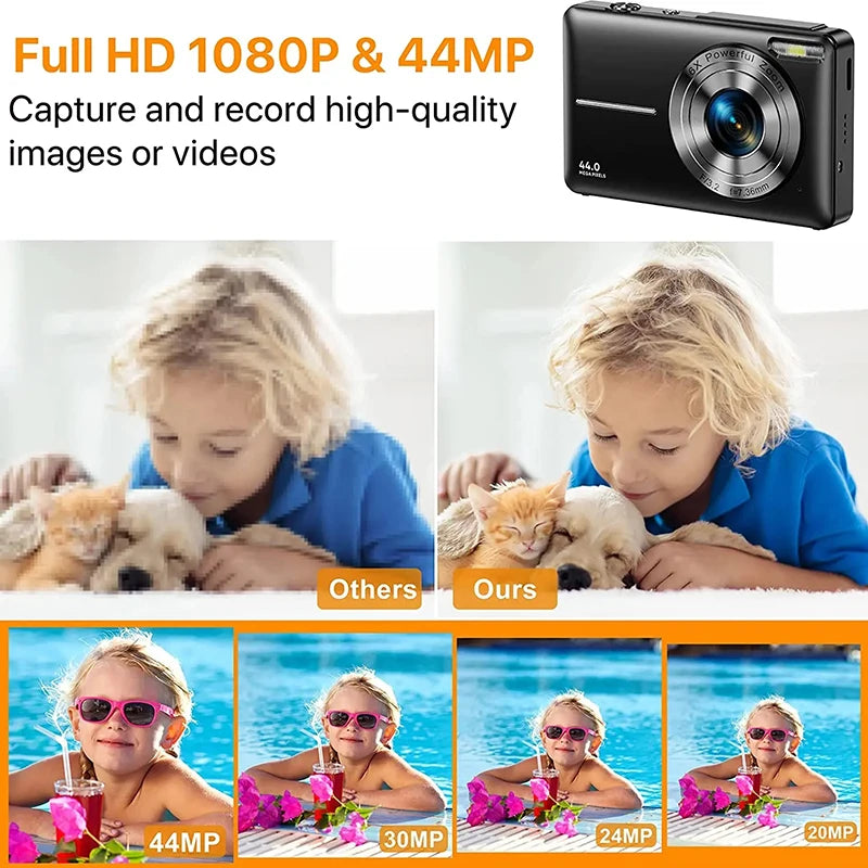 EZ Digital Camera Children Camera for Children Camcorder with 16x Zoom Compact Cameras 1080P 44MP Cameras for Beginner Photography