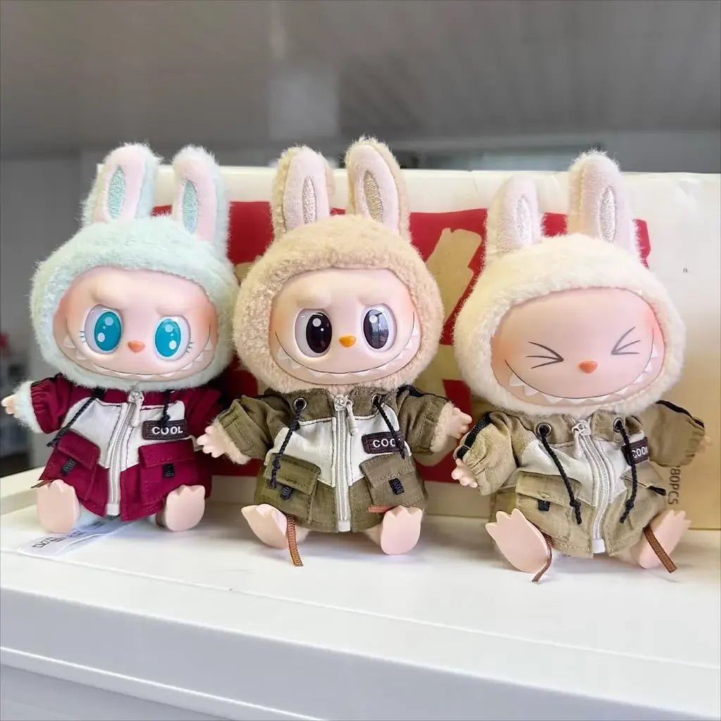 EZ 17cm Mini Plush Doll'S Clothes Outfit Accessories For Korea Kpop Exo Labubu Idol trendy cool tooling pocket Clothing Gift
