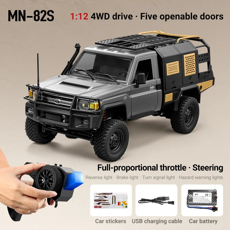EZ MN82 MN82S LC79 1/12 4WD Full Scale RC Pickup Short Truck 2.4G Remote Control Climbing Off-road Car Toys for Kids Christmas Gift