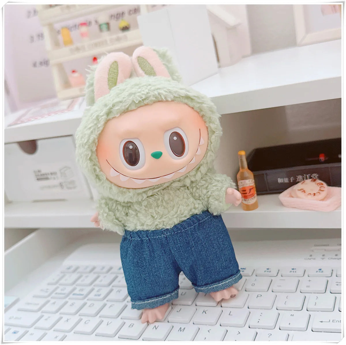 EZ 15/17cm Labubu V1 V2 Doll Clothing Fashion Hoodie and Pants Set Korean Idol Trendy DIY Doll Clothing Accessories Toy Gift