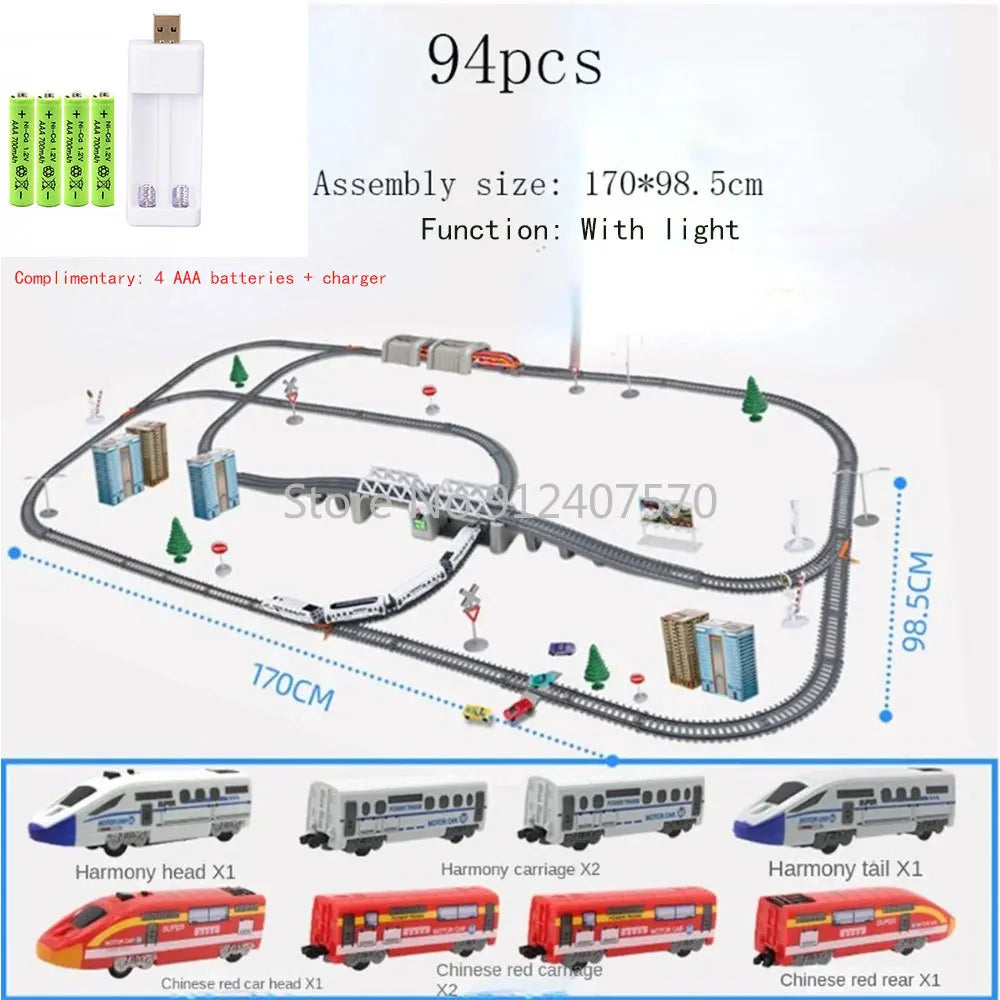 EZ Electric Train High Speed Train Model Railway Track Harmony Rail Toy Car  Assemble DIY Set Children Christmas Gift Toy for Boy