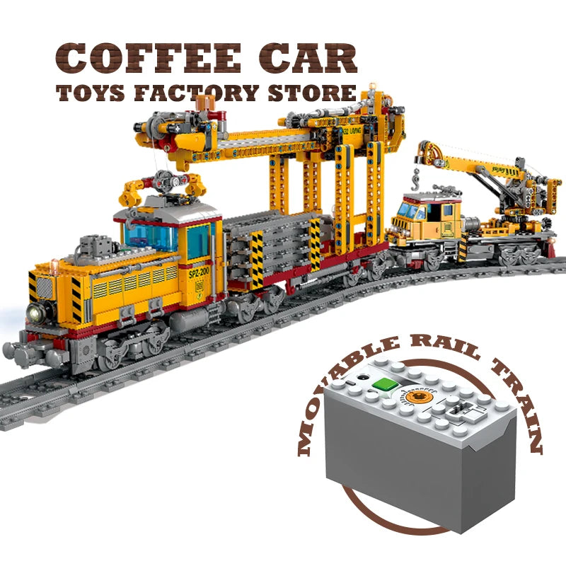 EZ Technical City Power MOC Train Bricks 3D Model Railway Track Locomotive Building Blocks Subway Car Children Toys Christmas Gifts