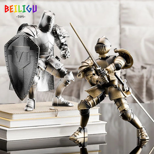 EZ Medieval Knight Multi-Joint Movable DIY Action Figures Weapon Warrior Robot Sword Shield Assembly Toy Children's Holiday Gift