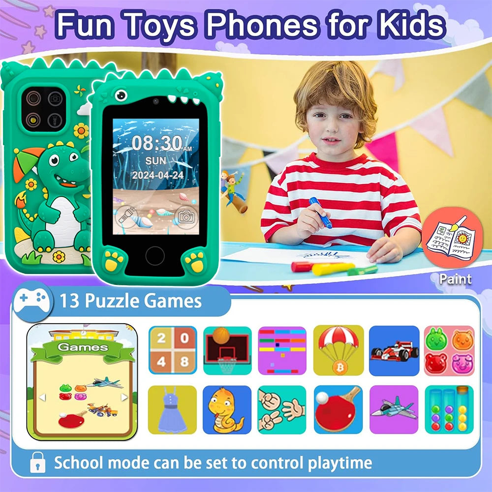 EZ AMORUS Children Smart Phone Toy 2.8 inch Touchscreen Digital Camera Toys for Boys Girl Toys Music Player Christmas Birthday Gift
