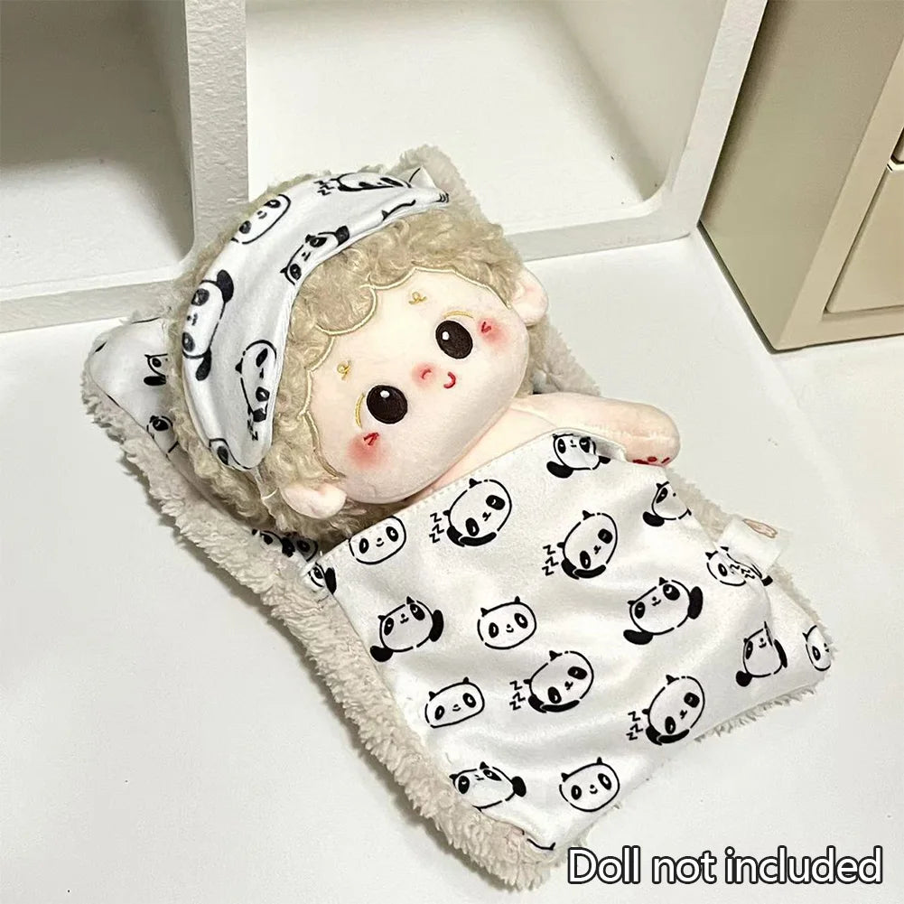 EZ Ropa Labubu For 15/17cm Labubu Doll Quilt and Pajama Set Three-piece Set Cosy Baby Bed Home Warmth Toy Girl Gift