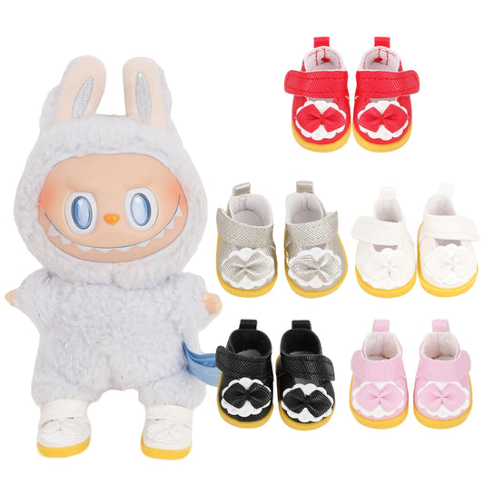 EZ 3.8cm Shoes For 17cm Labubu Dolls Cute Lovely Bowknot Mini Shoes For V1 V2 Labubu Dolls Cotton Doll Toy Accessories Girl's Gift
