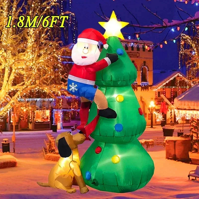 EZ Backpack Santa Claus Christmas Decoration Inflatable Toys With LED Light 1.8M Inflatable Model Holiday Gift Indoor Outdoor Decor