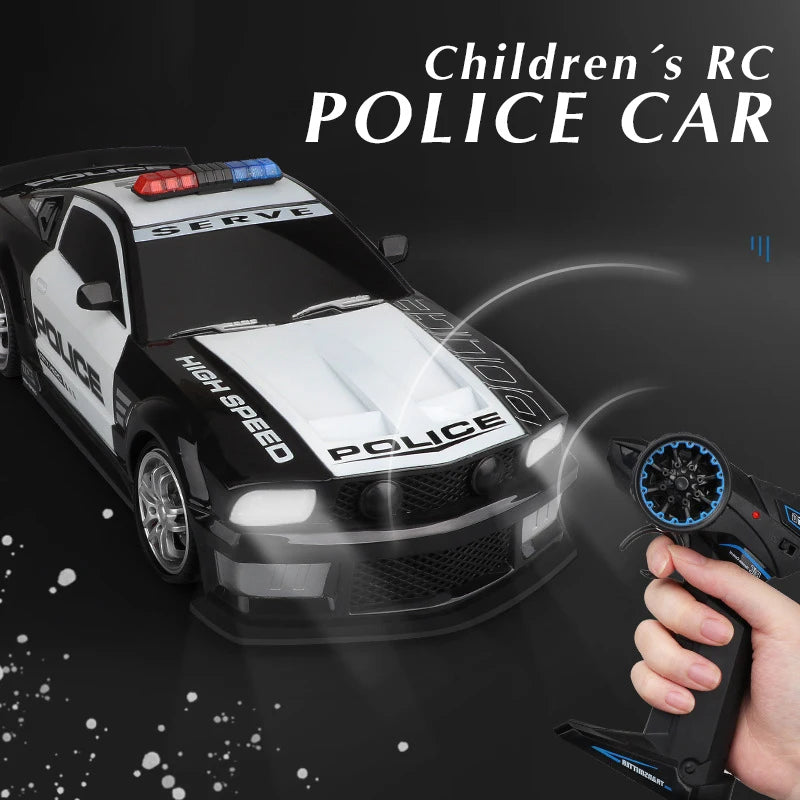 EZ 1/12 Big 2.4GHz Super Fast Police RC Car Remote Control Cars Toy with Lights Durable Chase Drift Vehicle toys for boys kid Child