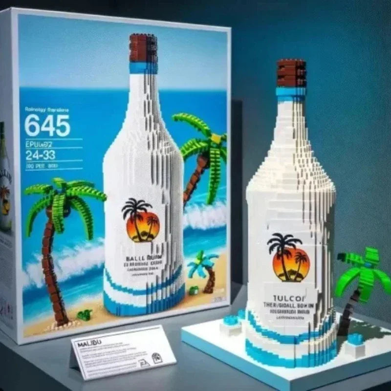 EZ 2025 NEW Building blocks whiskey bottle imported wine bottle decor set advanced wine cultural brick toy gift give friends