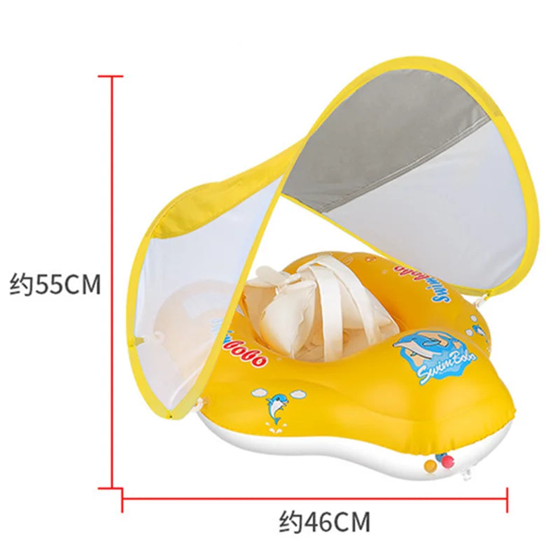 EZ Baby Swimming Float With Sun Canopy Inflatable Infant Floating Swim Kids Swim Pool Accessories Circle Bathing Summer