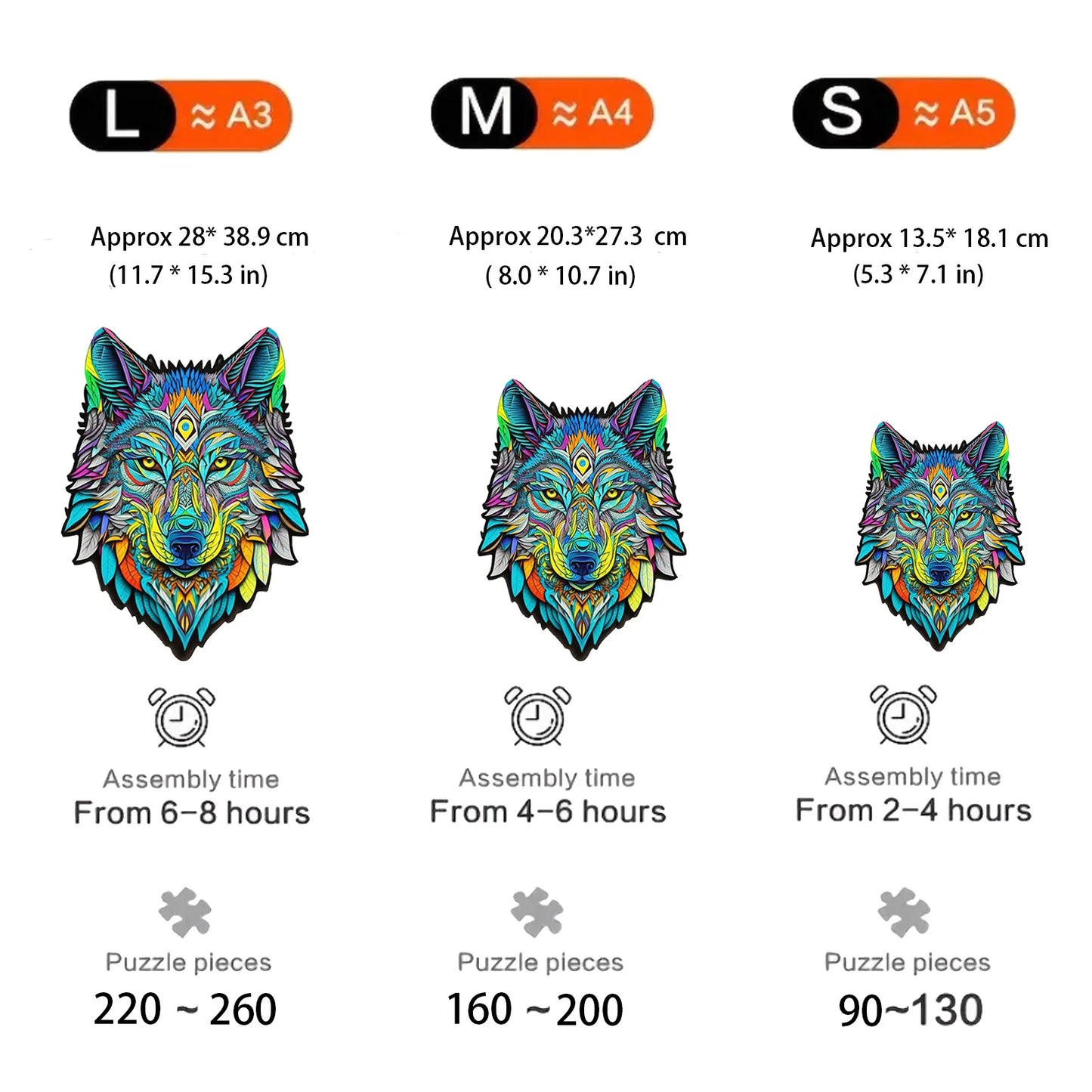 EZ Wolf Pattern Wooden Puzzle, Irregular Animal Shapes, Educational Toys, Best Holiday Birthday Gift