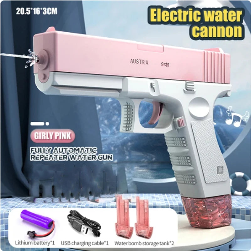 EZ New Water Gun Electric Pistol Shooting Toy Full Automatic Outdoor Beach Gun Summer Water Beach Toy Play The Drum Magazine