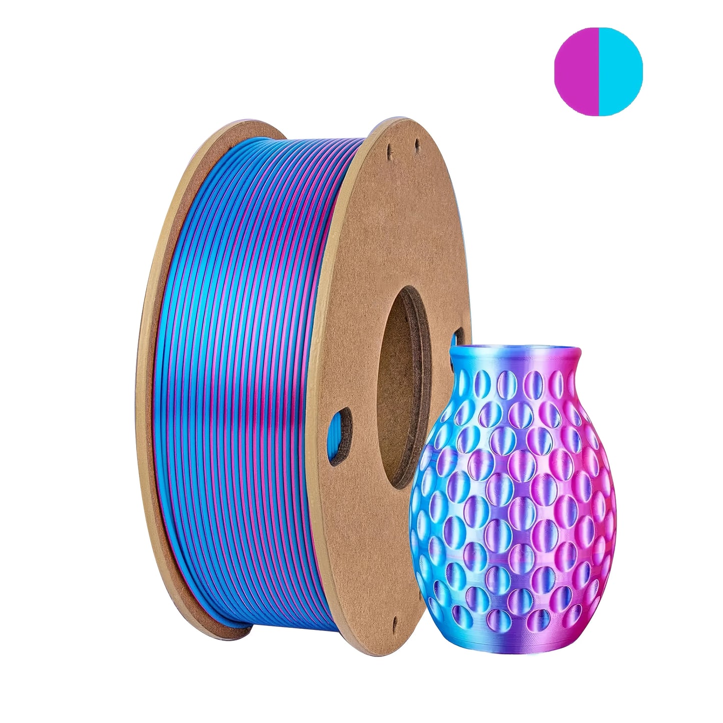 EZ Three color PLA silk filament 250g per roll net weight, suitable for FDM 3D printers, 1.75mm silk PLA 3D printing material.