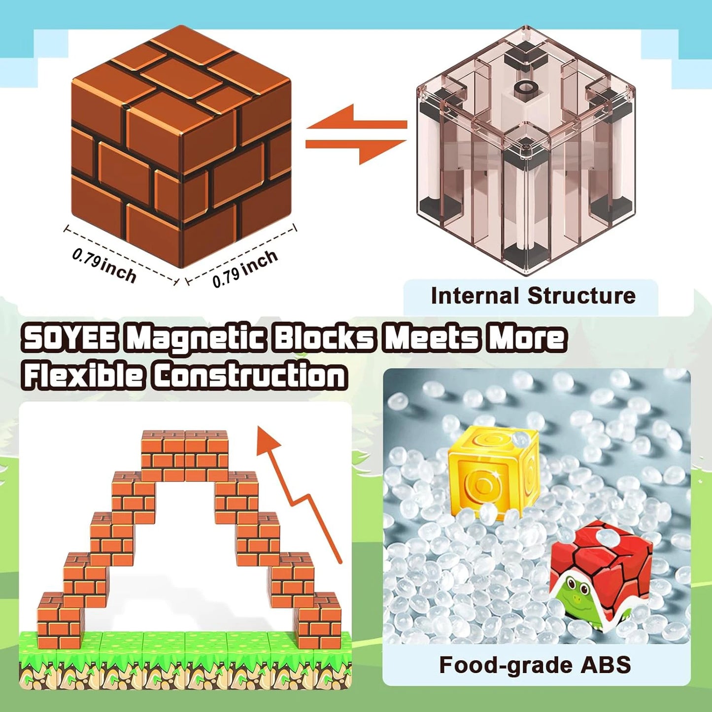 EZ Magnetic Building Blocks Toy Build Mine Magnet World Construction Set STEM Sensory Educational Christmas Gift